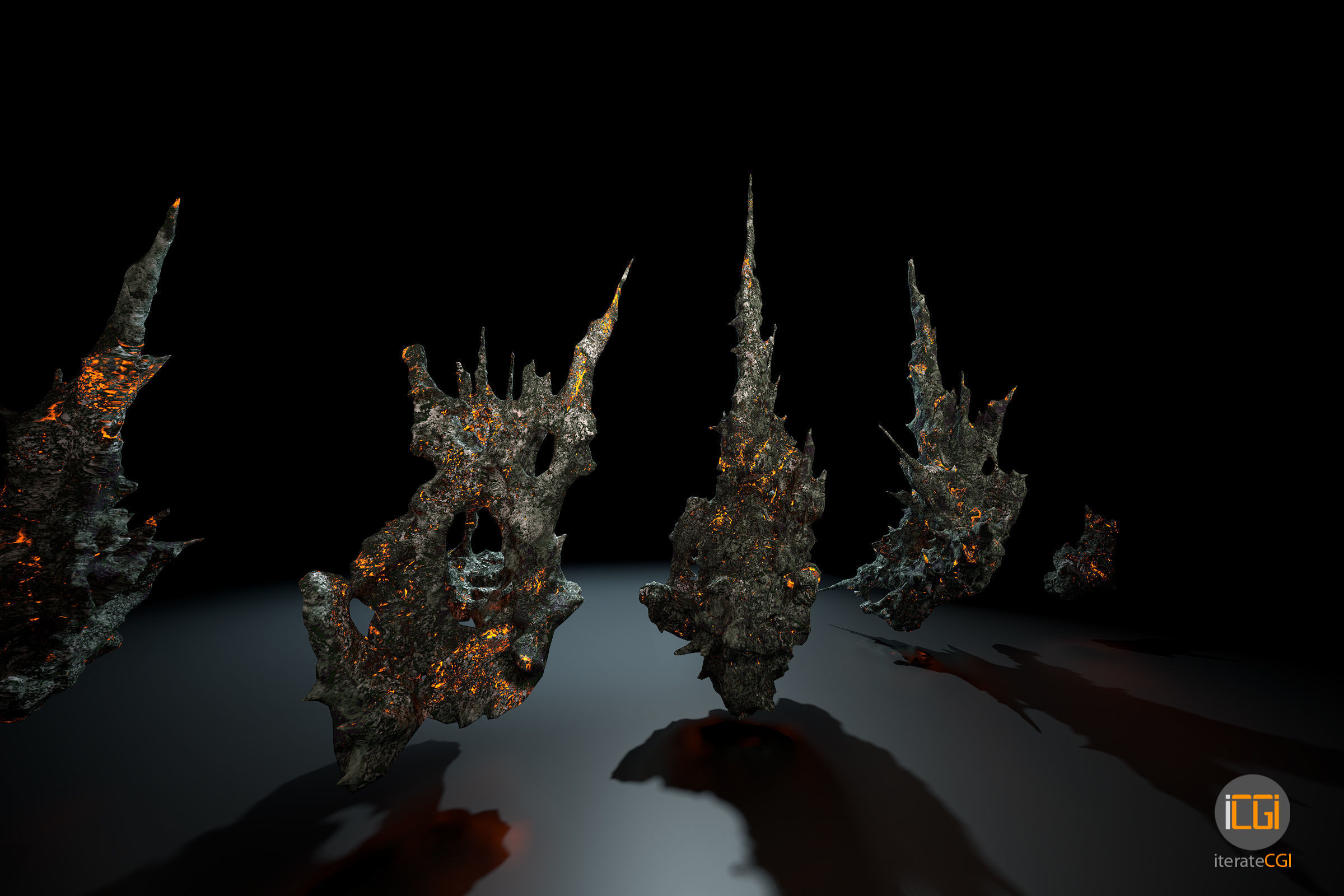 Alien Rocks set 1 Low-poly 3D model_43