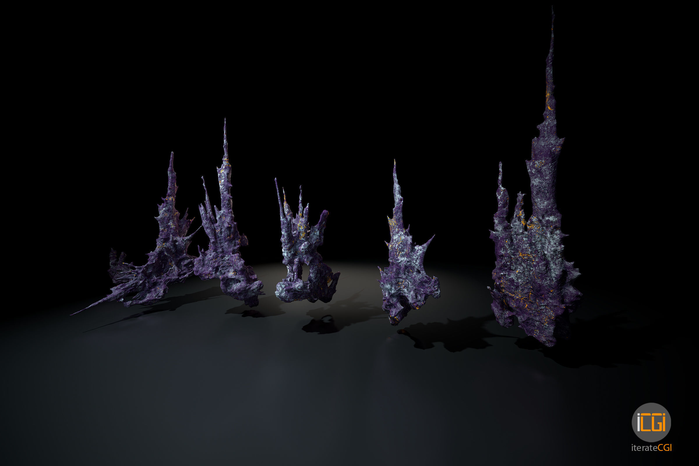 Alien Rocks set 1 Low-poly 3D model_27