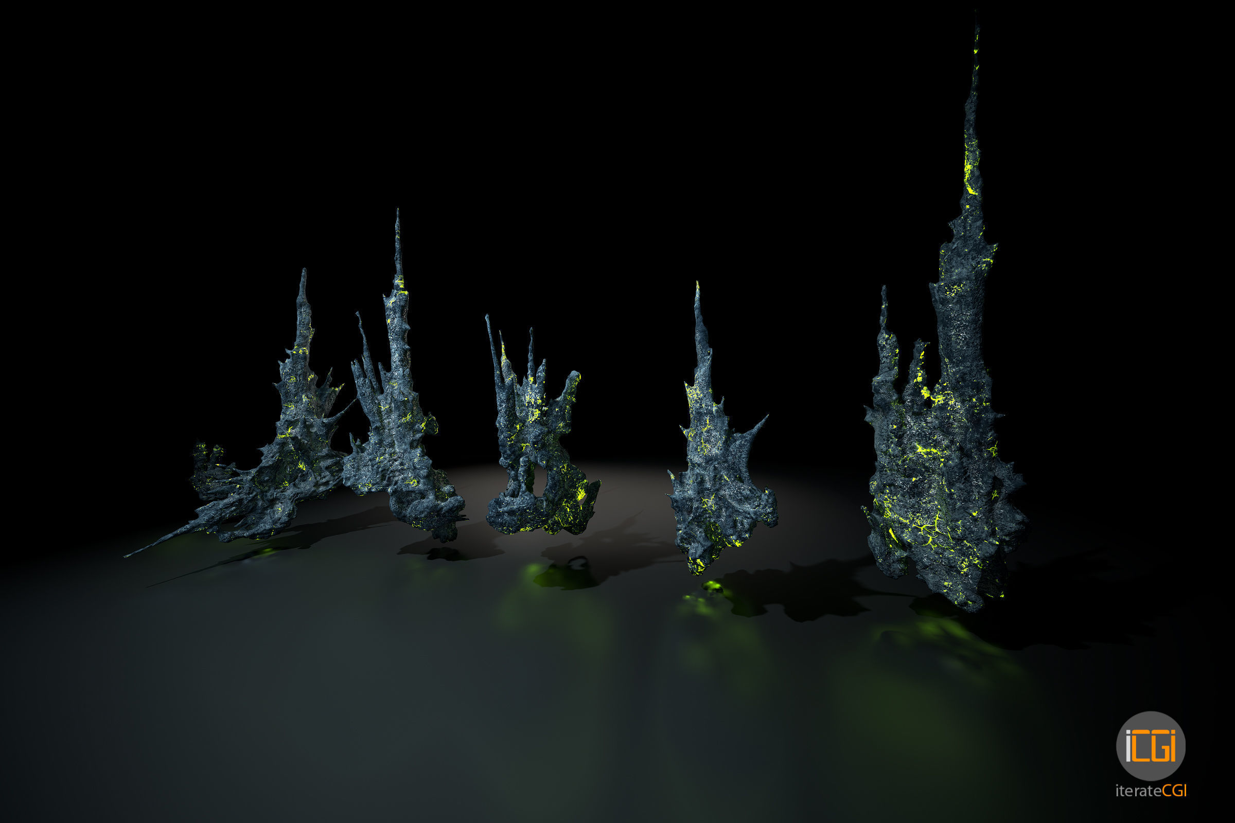 Alien Rocks set 1 Low-poly 3D model_20