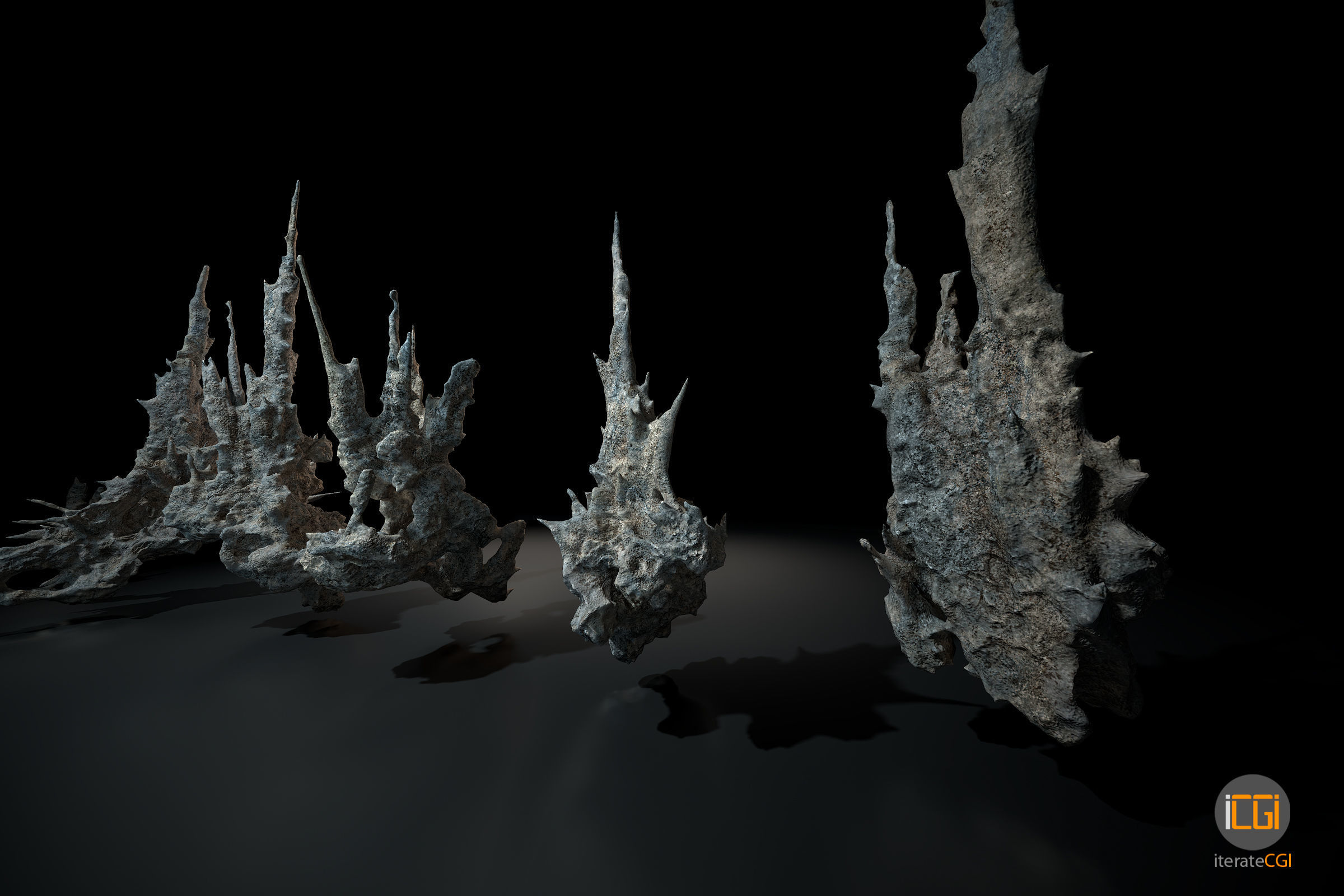 Alien Rocks set 1 Low-poly 3D model_4