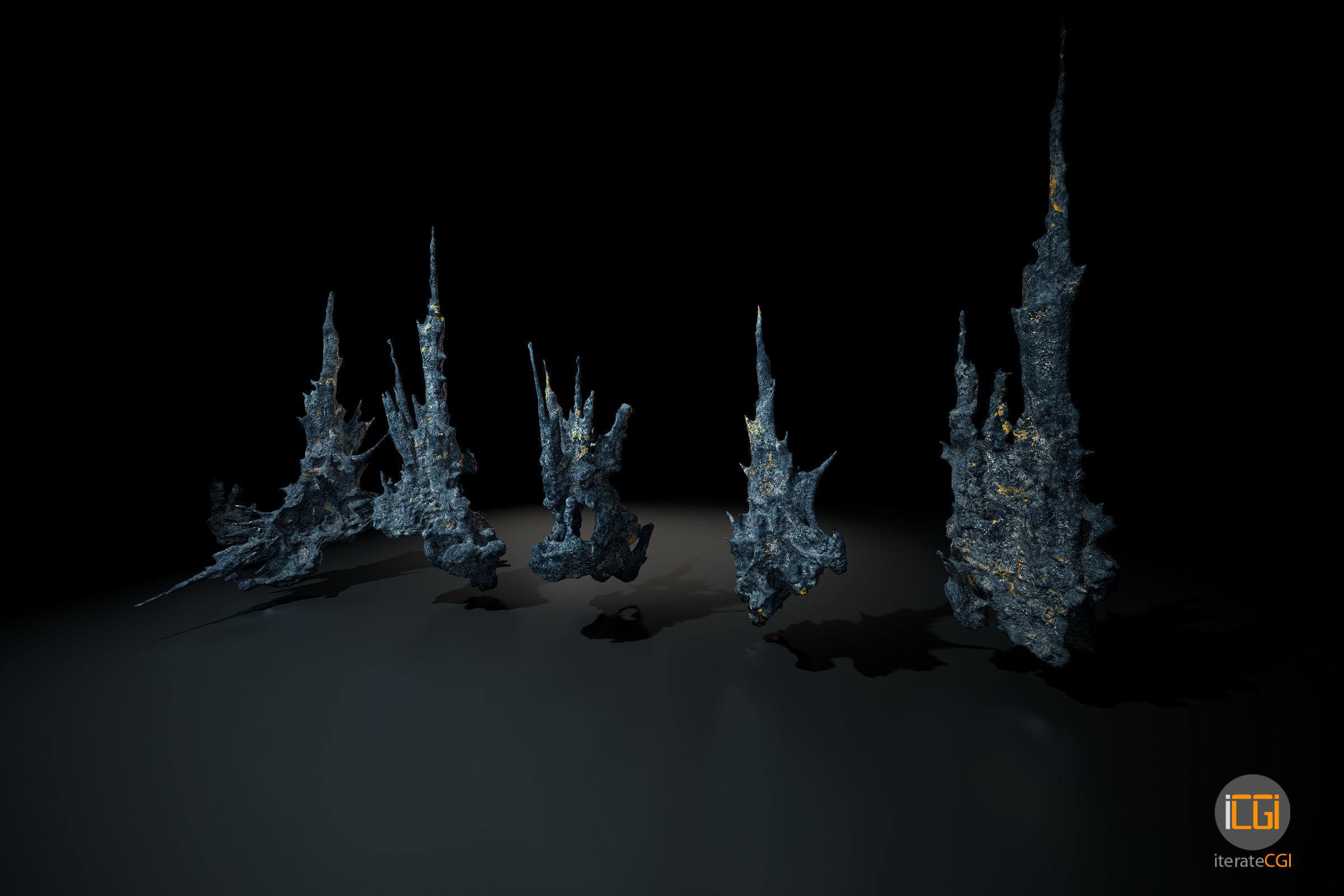 Alien Rocks set 1 Low-poly 3D model_19