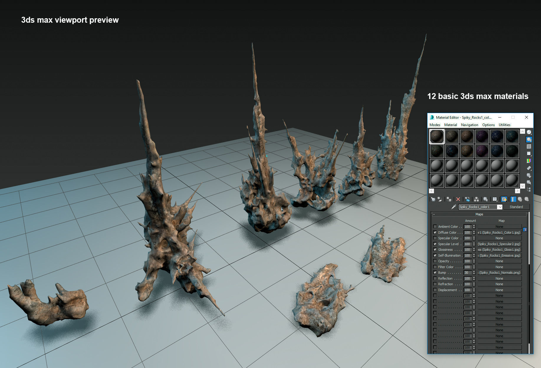 Alien Rocks set 1 Low-poly 3D model_56