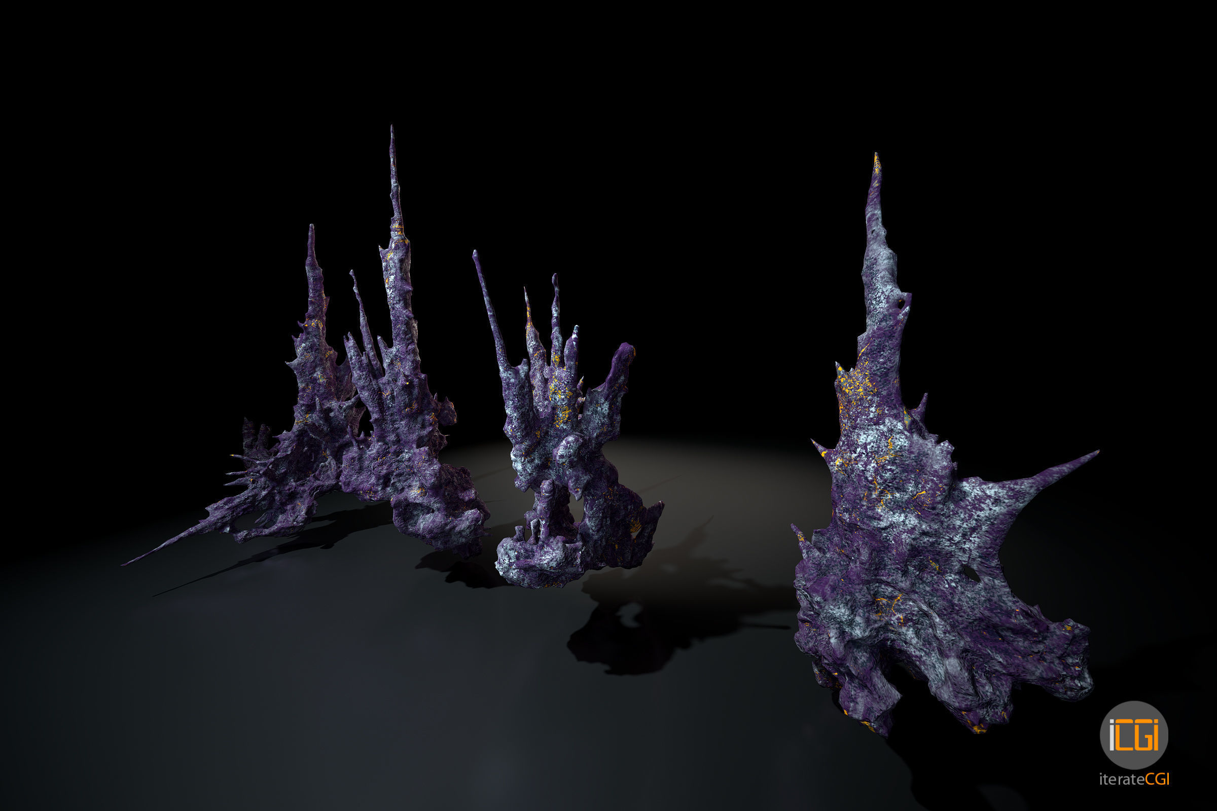 Alien Rocks set 1 Low-poly 3D model_37