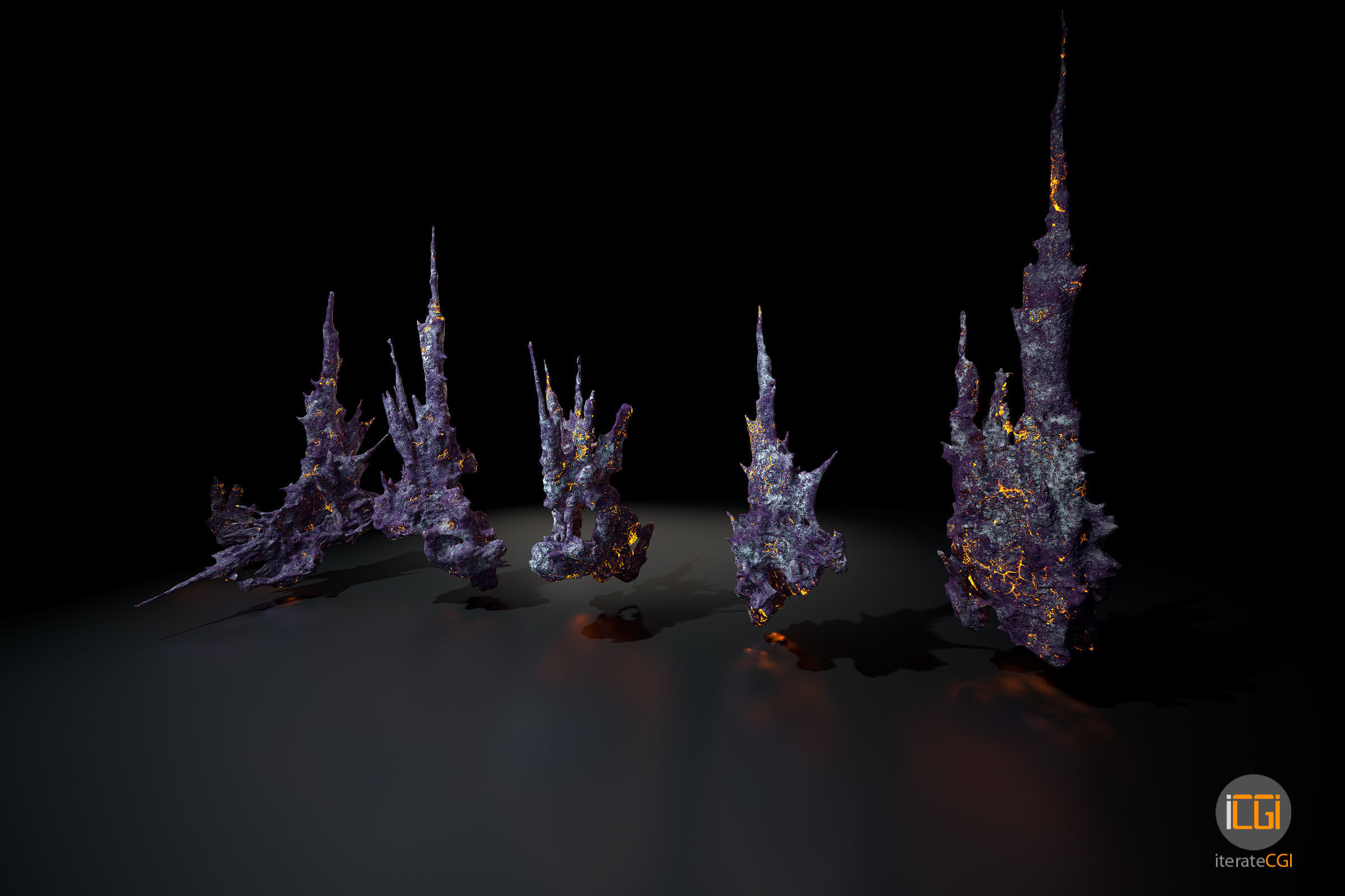 Alien Rocks set 1 Low-poly 3D model_28