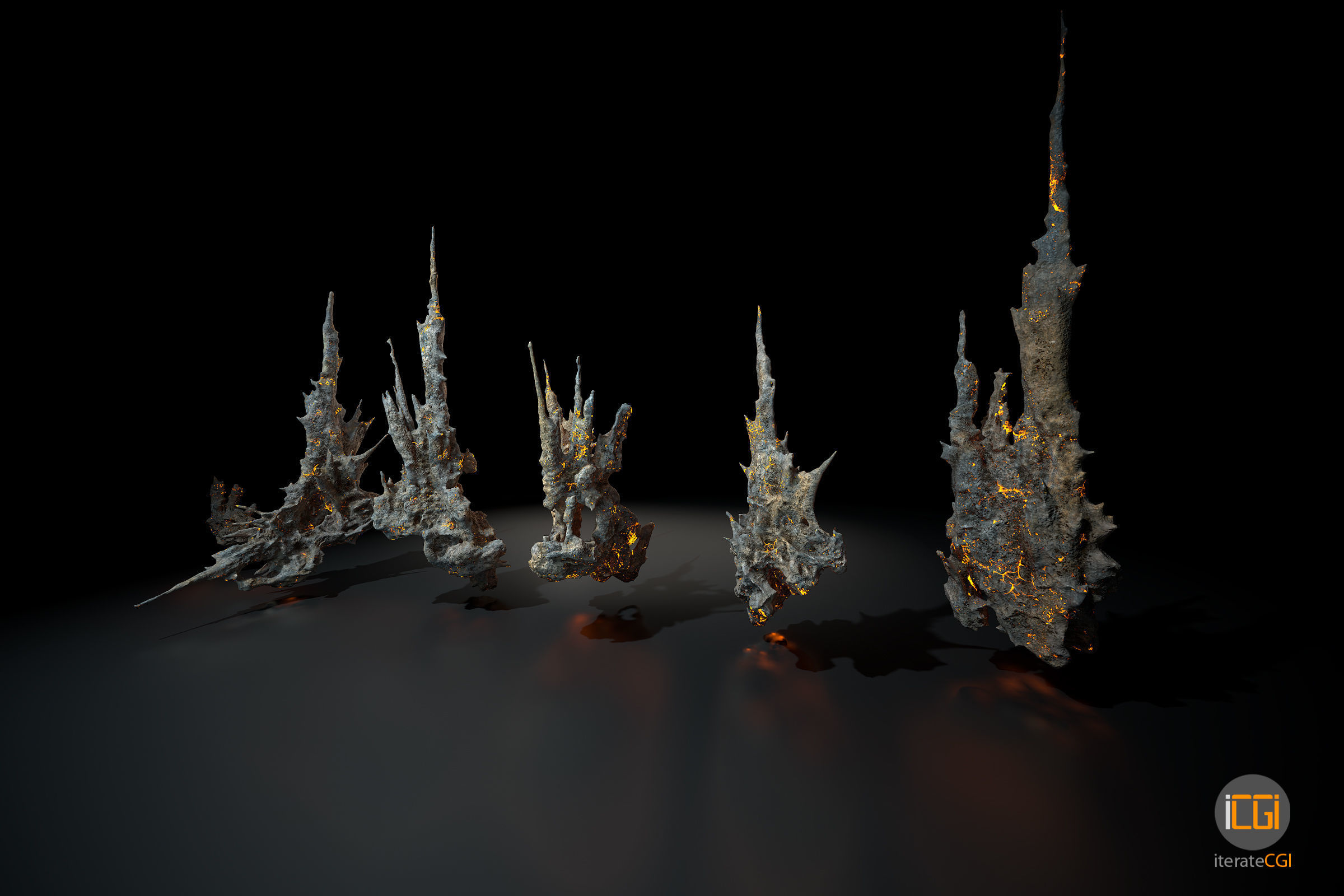 Alien Rocks set 1 Low-poly 3D model_26