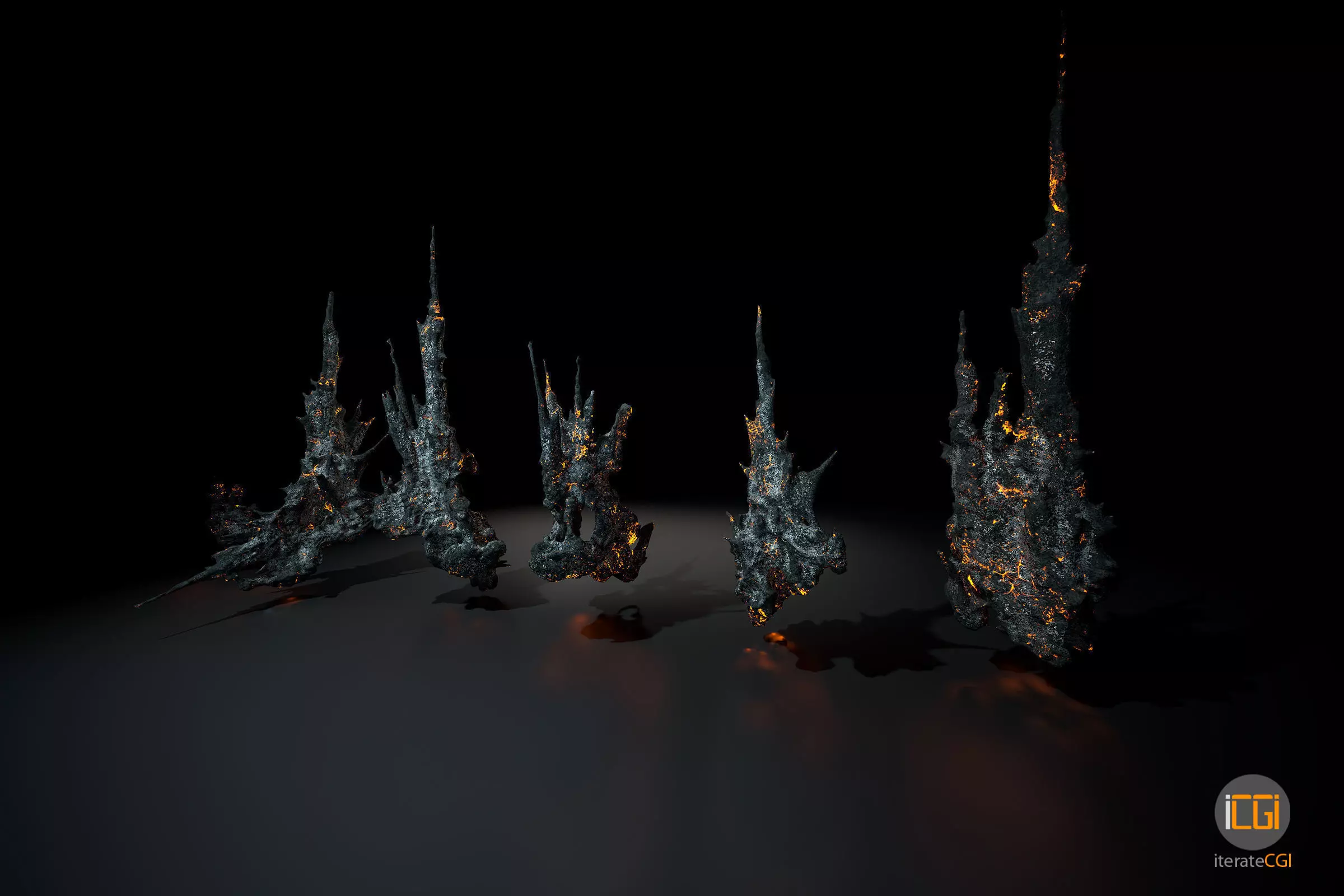 Alien Rocks set 1 Low-poly 3D model_0