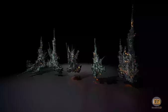 Alien Rocks set 1 Low-poly 3D model