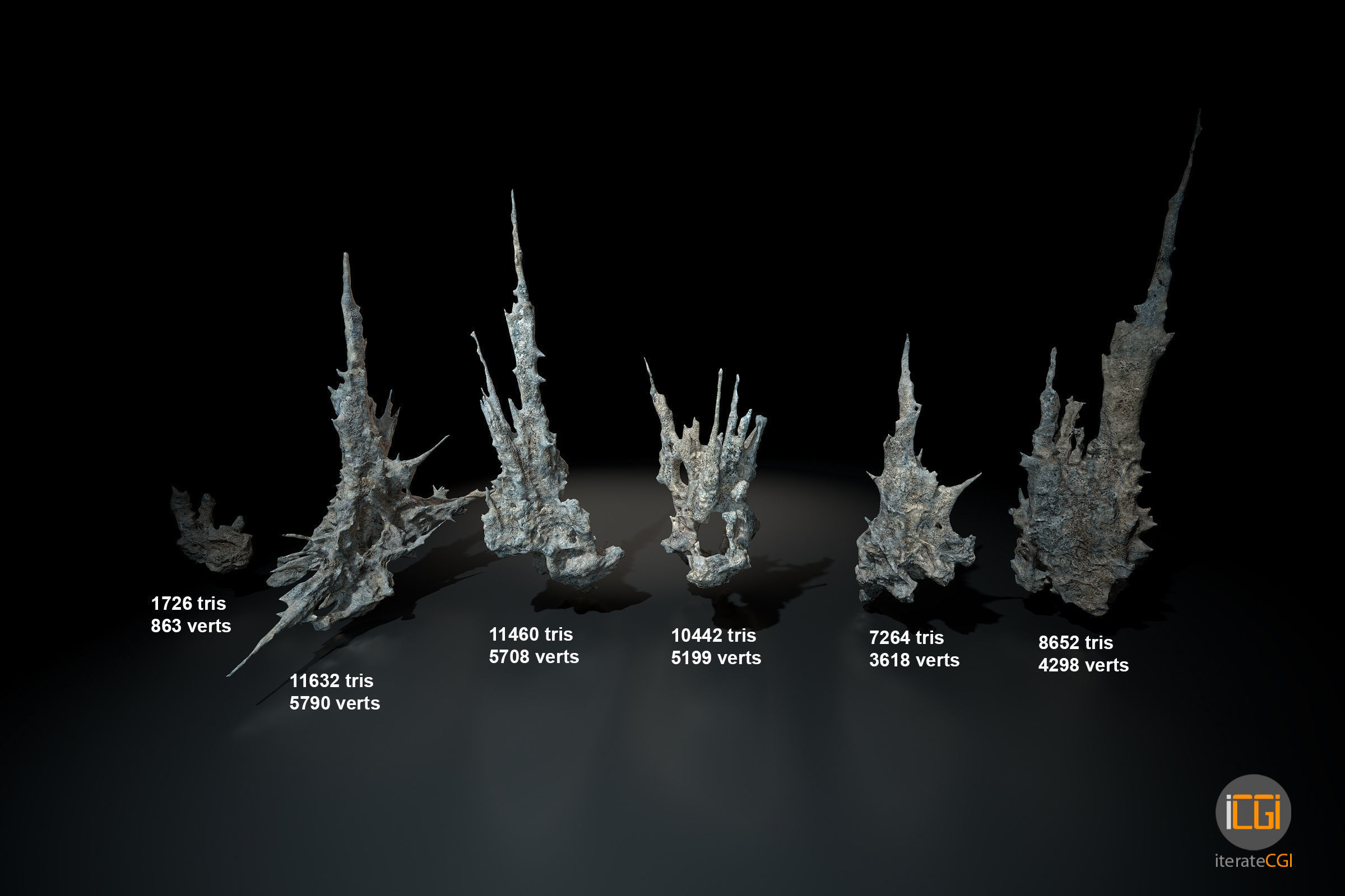 Alien Rocks set 1 Low-poly 3D model_51