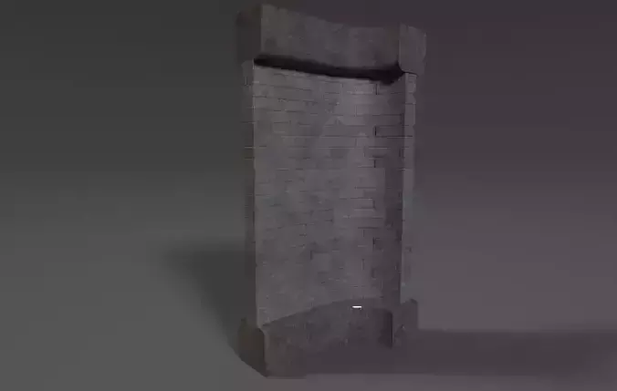 Wall - Straight and Curved Low-poly 3D model