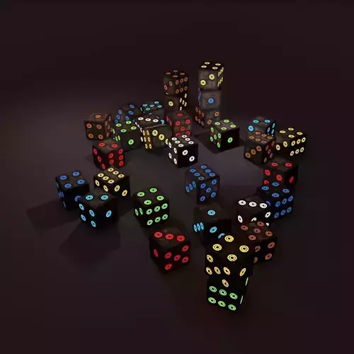 Multi-Colors Emissive Dice Package Free low-poly 3D model