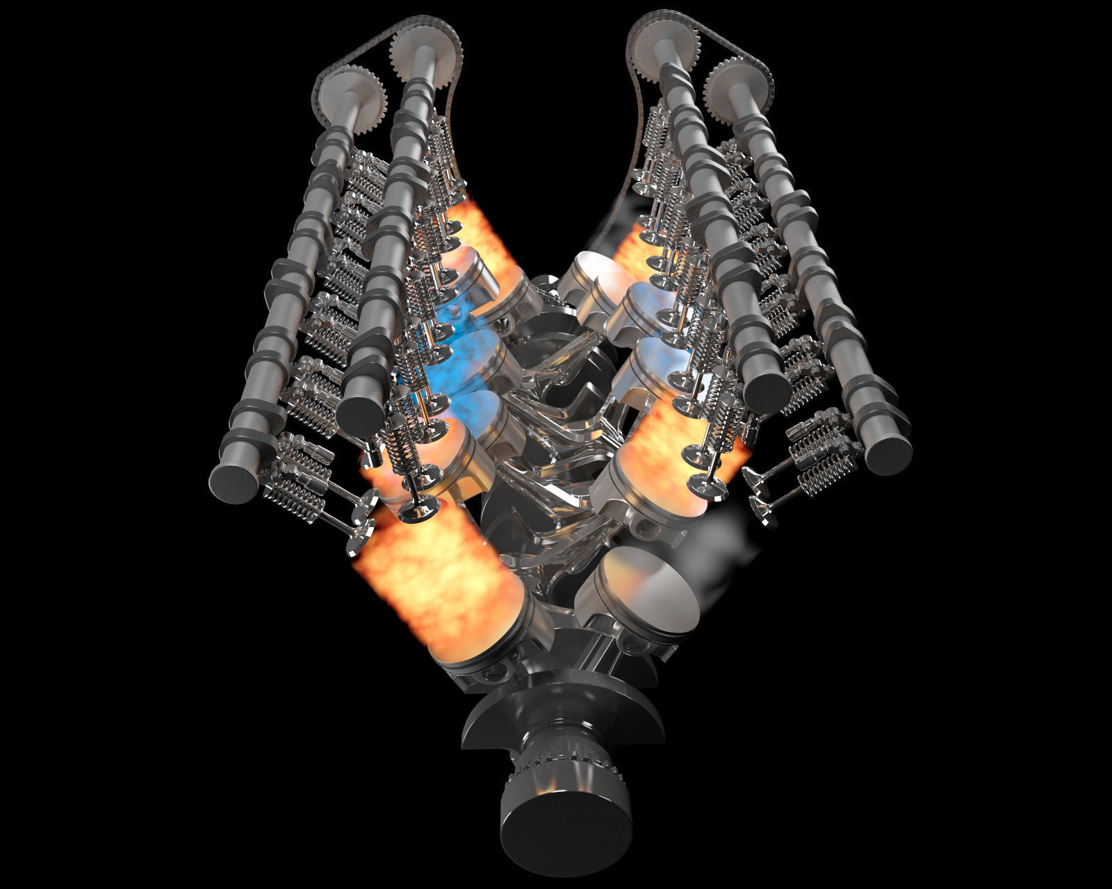 V12 Engine Animation 3D model animated rigged | CGTrader