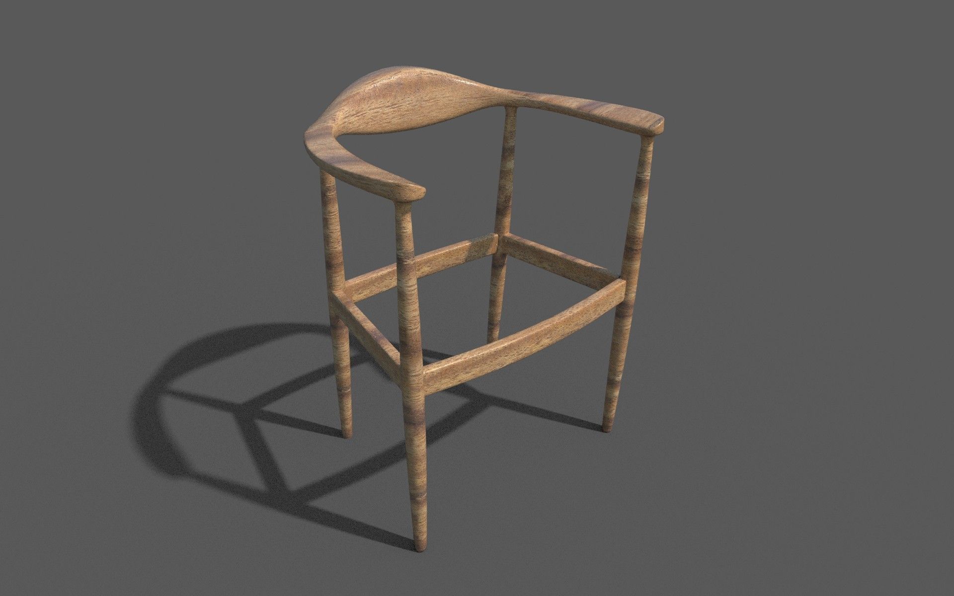 The chair wooden Low-poly 3D model_1