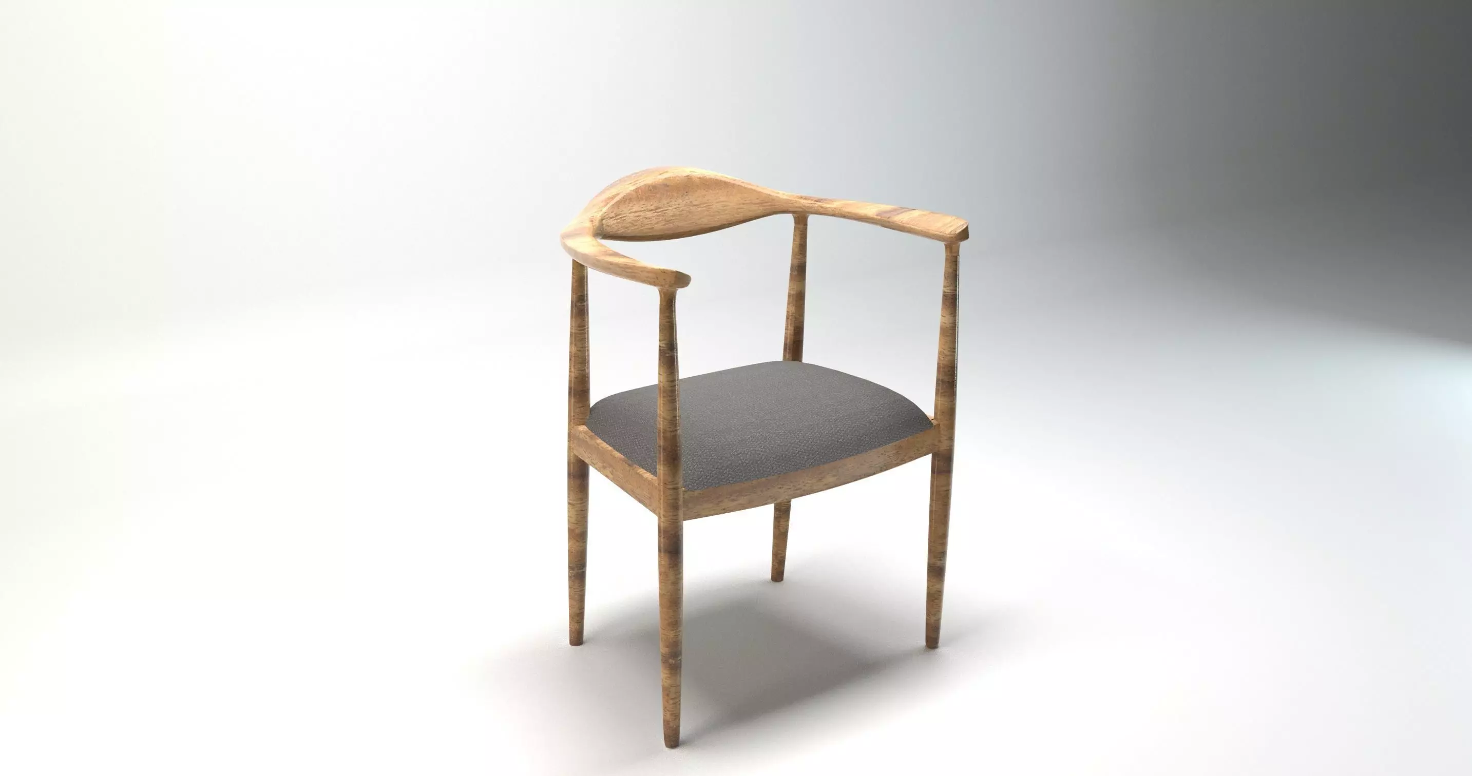The chair wooden Low-poly 3D model_0