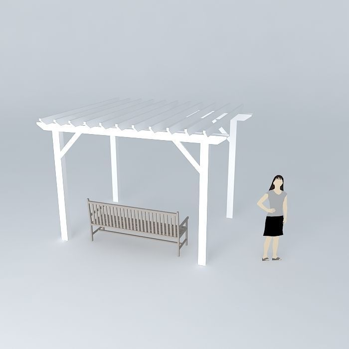 Wooden pergola Free 3D model_1