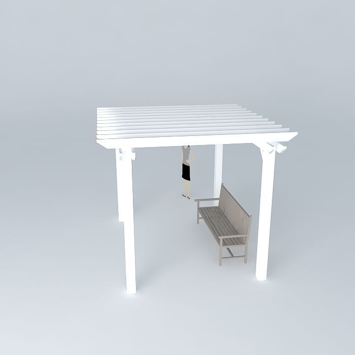 Wooden pergola Free 3D model_2