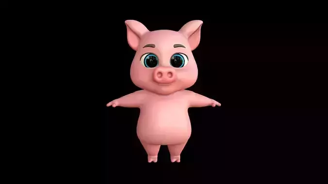 Asset - Cartoons - Character - Pig - 3D Models Low-poly 3D model