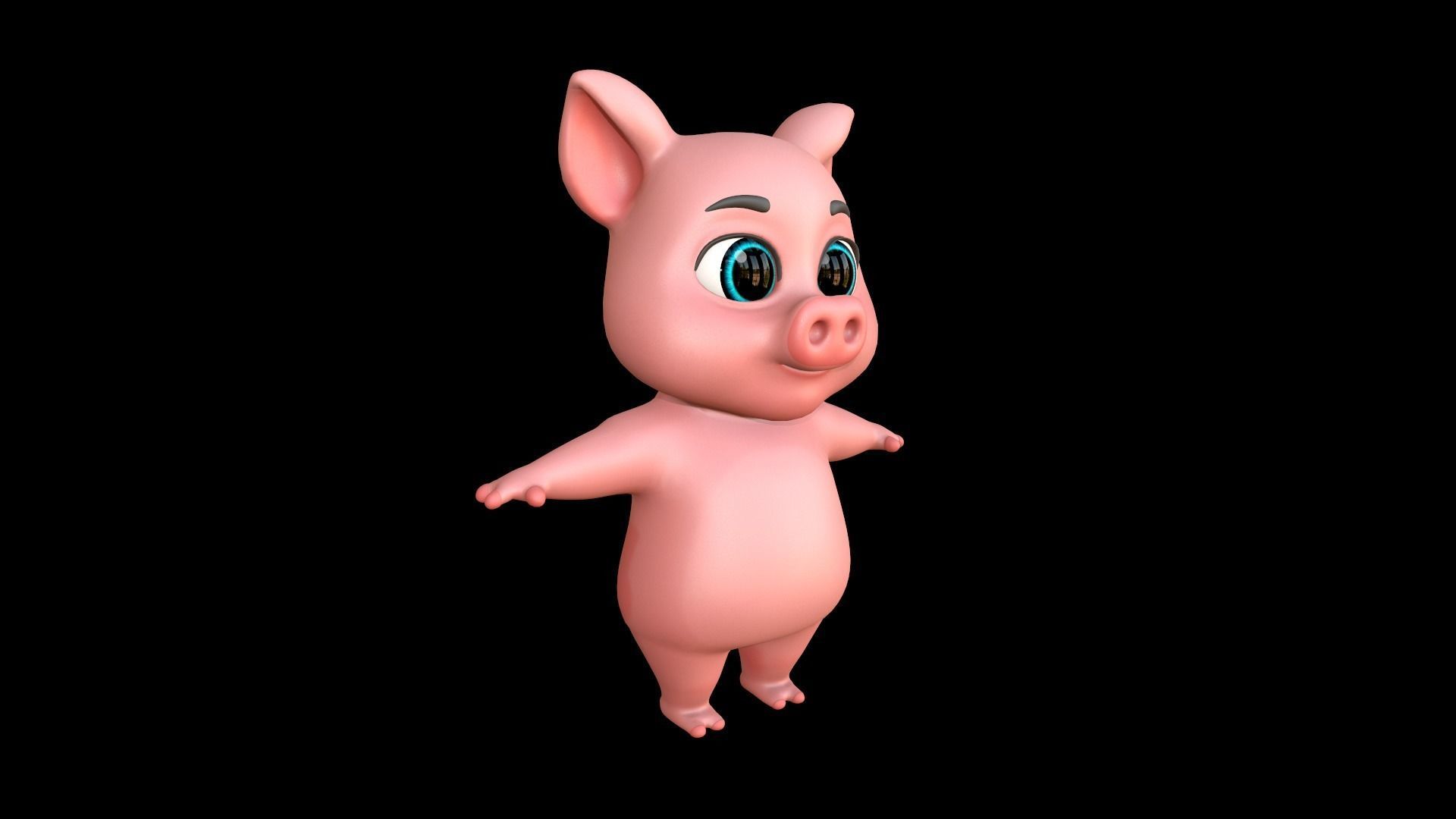Asset - Cartoons - Character - Pig - 3D Models Low-poly 3D model_5