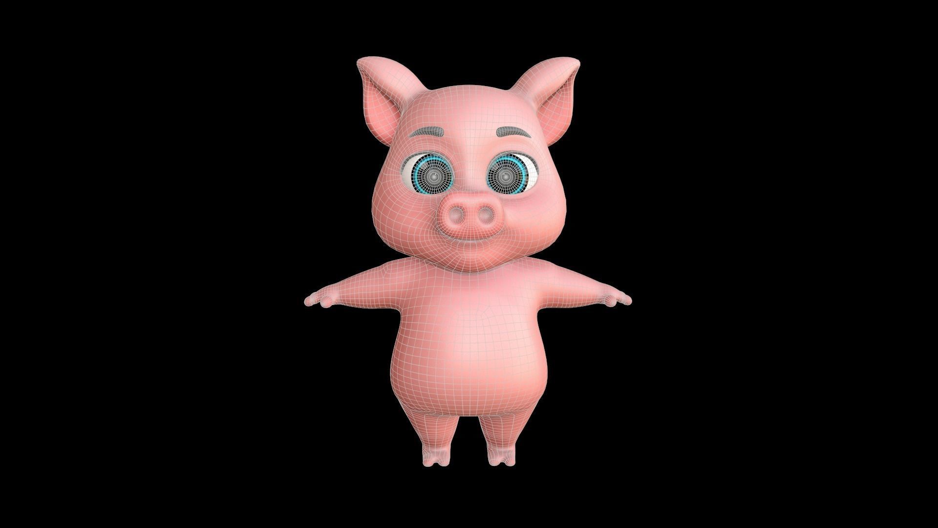Asset - Cartoons - Character - Pig - 3D Models Low-poly 3D model_7
