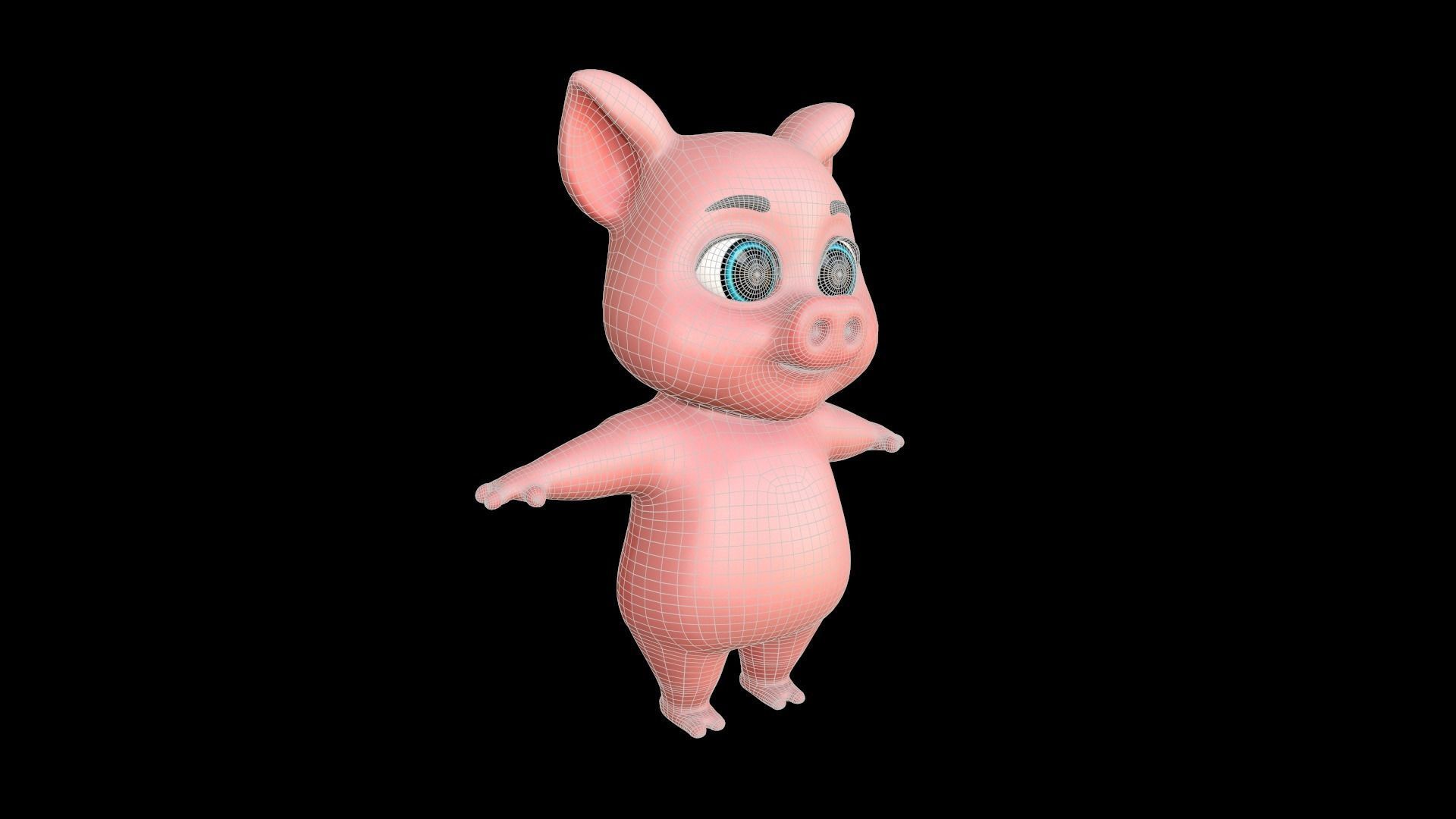 Asset - Cartoons - Character - Pig - 3D Models Low-poly 3D model_10