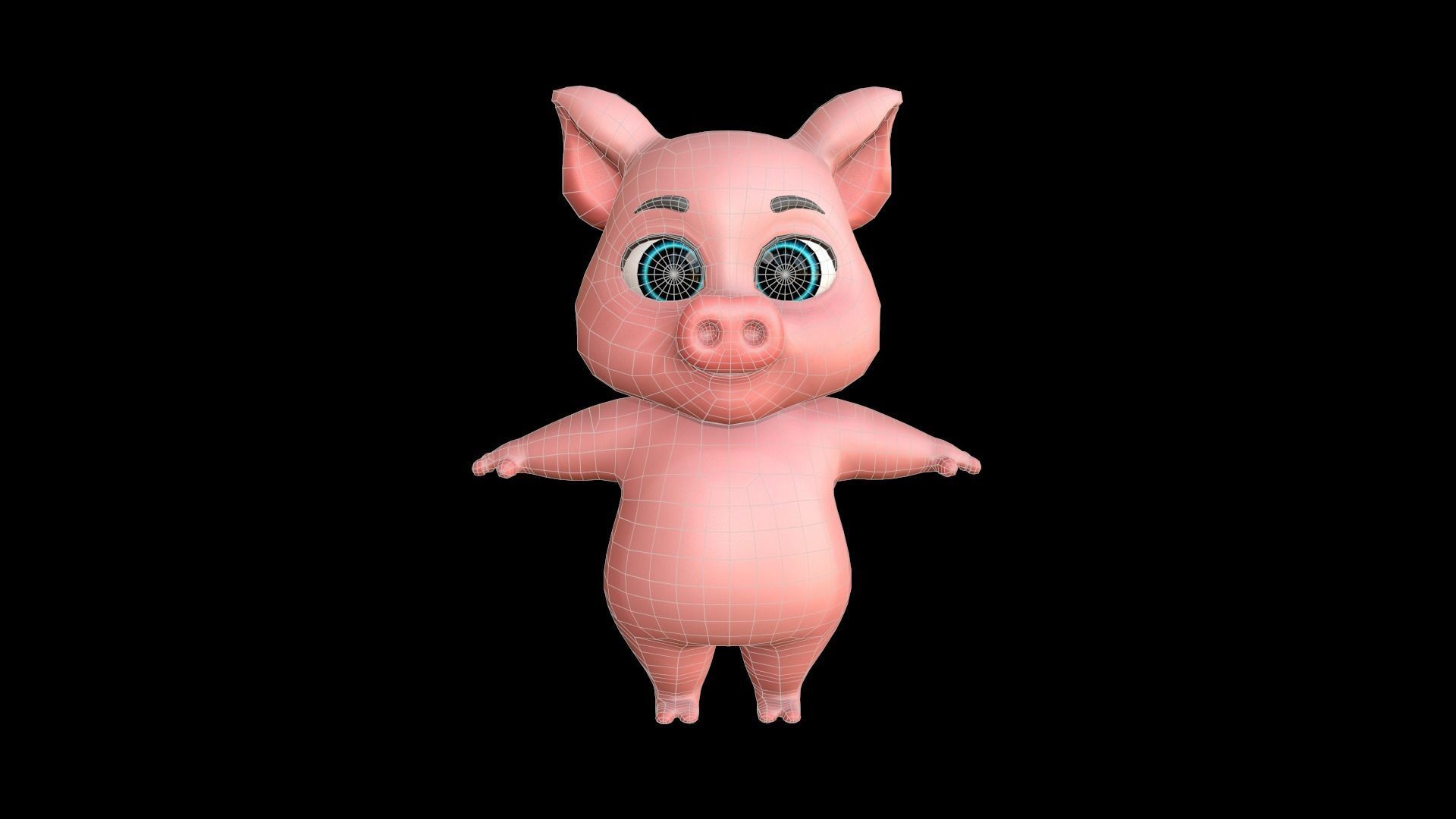 Asset - Cartoons - Character - Pig - 3D Models Low-poly 3D model_12
