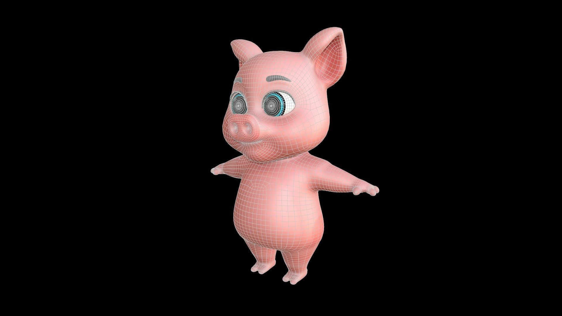 Asset - Cartoons - Character - Pig - 3D Models Low-poly 3D model_9