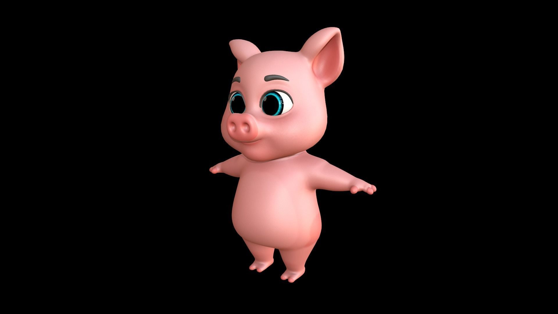 Asset - Cartoons - Character - Pig - 3D Models Low-poly 3D model_4