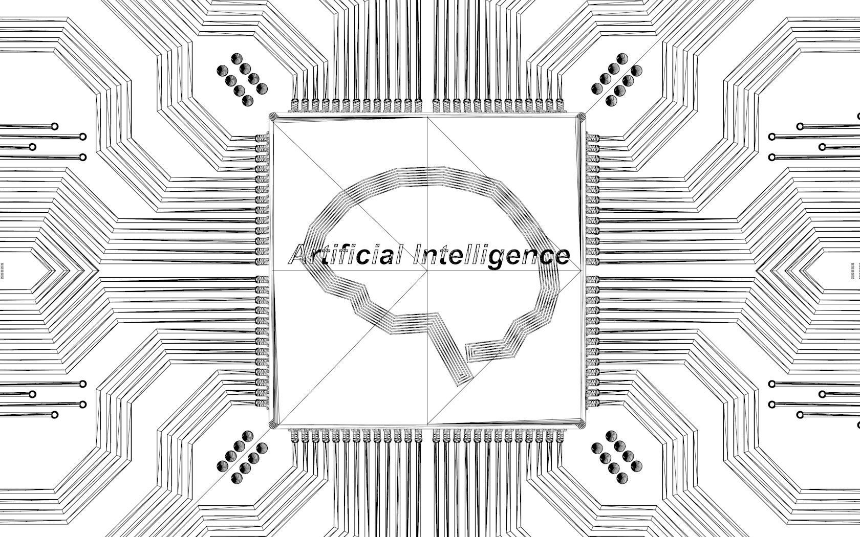 Artificial Intelligence Microchip Central Processors 3D model_9