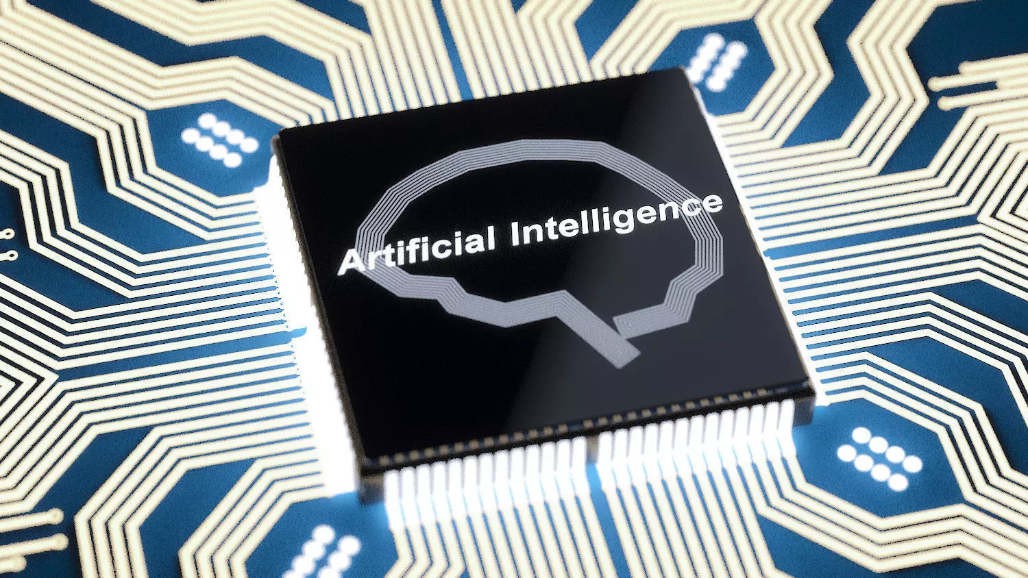 Artificial Intelligence Microchip Central Processors 3D model_0