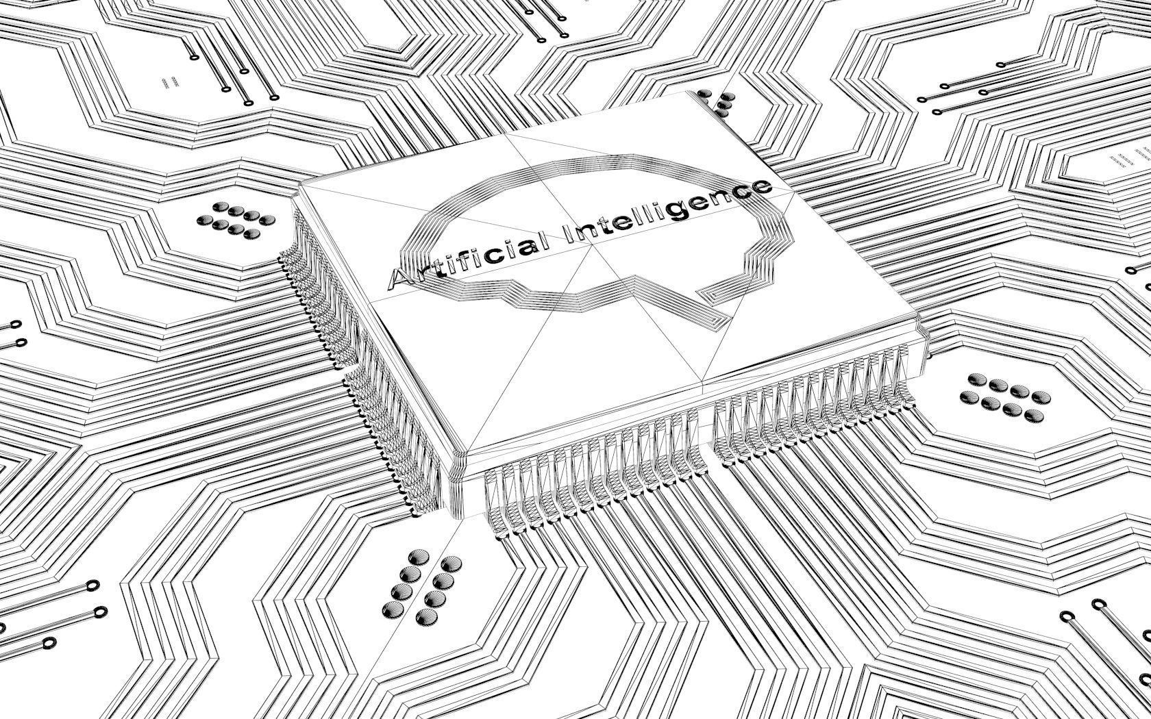 Artificial Intelligence Microchip Central Processors 3D model_12