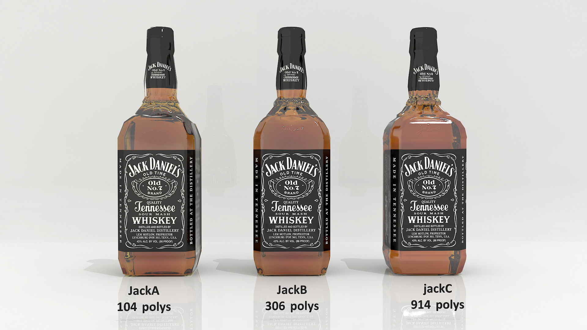 Jack Daniels 3D Low-poly and medium-poly alcohol Bottle  Low-poly 3D model_2