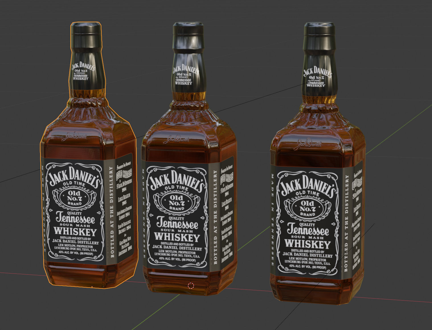Jack Daniels 3D Low-poly and medium-poly alcohol Bottle  Low-poly 3D model_9