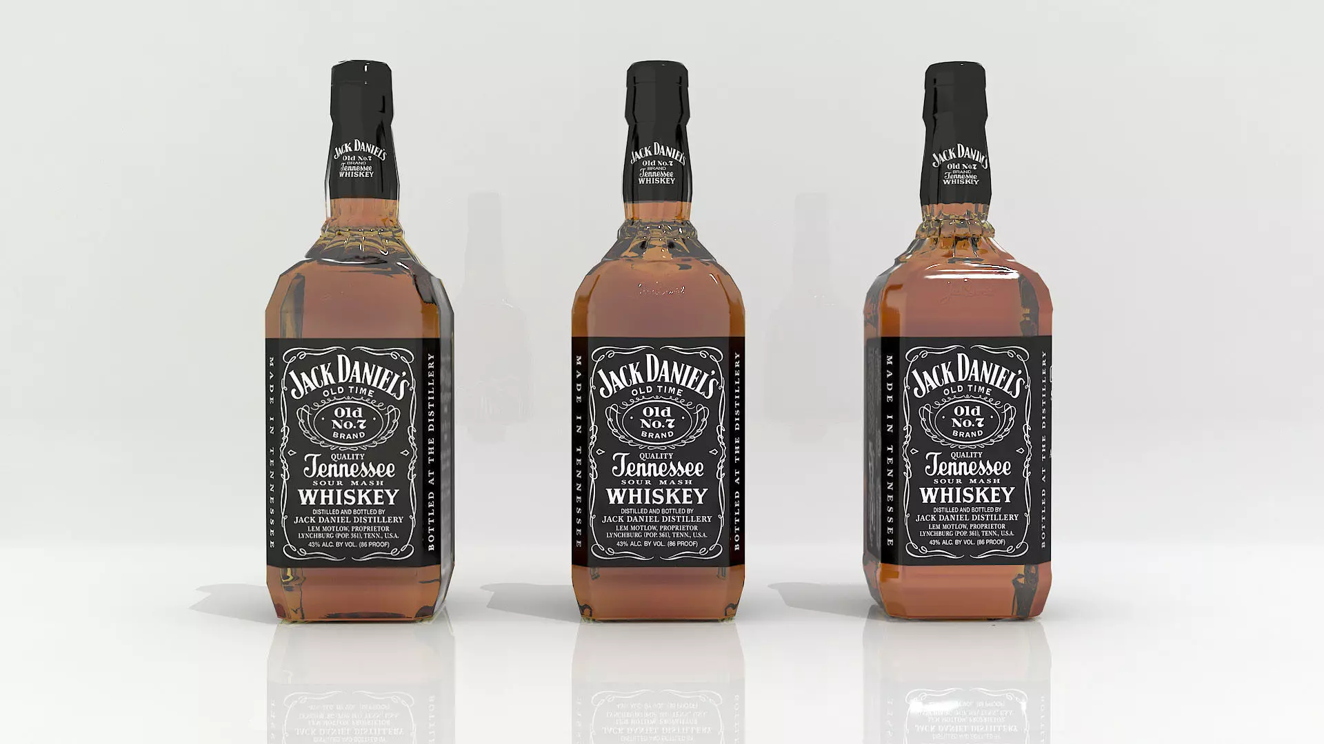 Jack Daniels 3D Low-poly and medium-poly alcohol Bottle  Low-poly 3D model_0