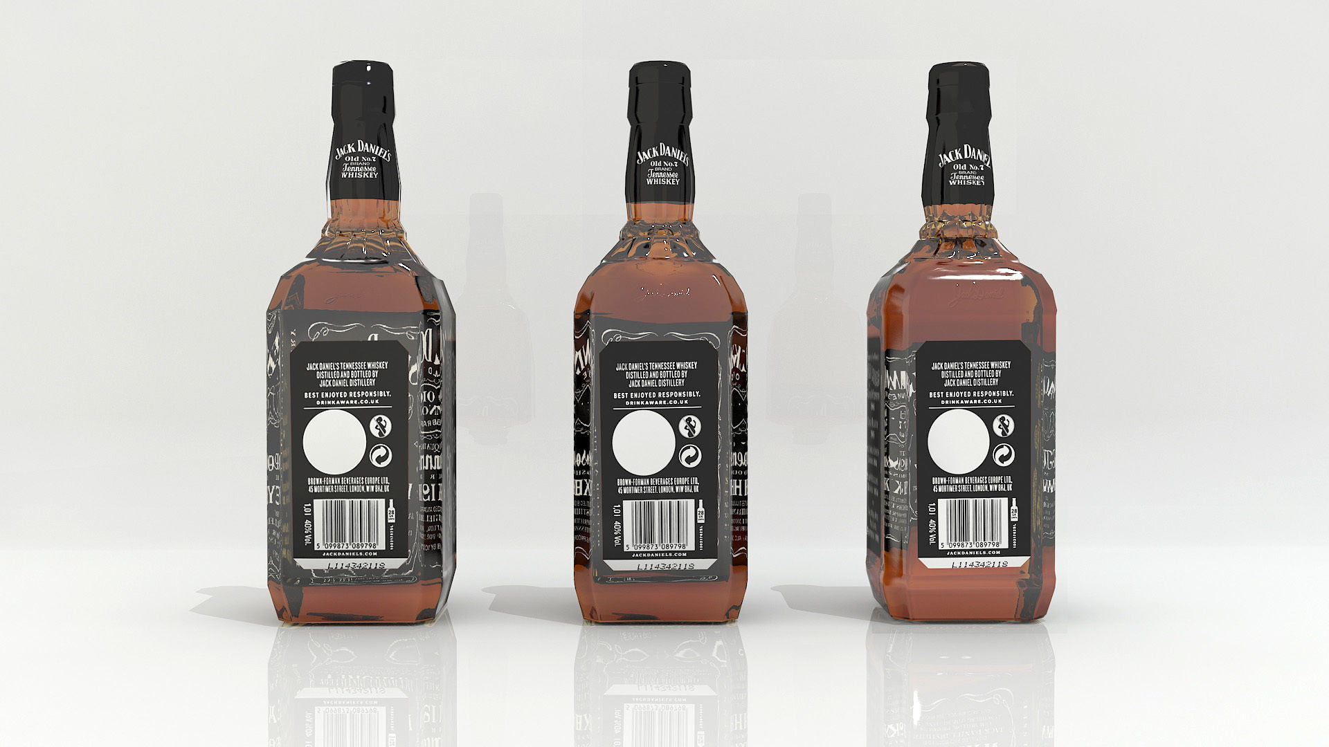 Jack Daniels 3D Low-poly and medium-poly alcohol Bottle  Low-poly 3D model_1