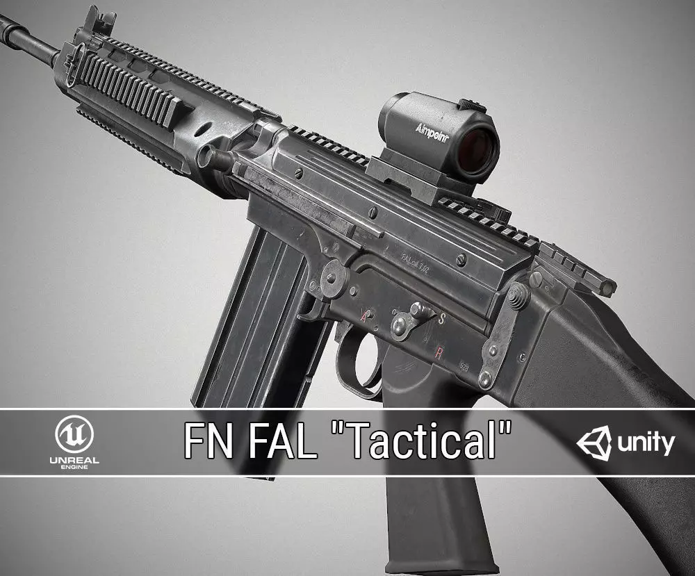 FN FAL Tactical Low-poly 3D model_0