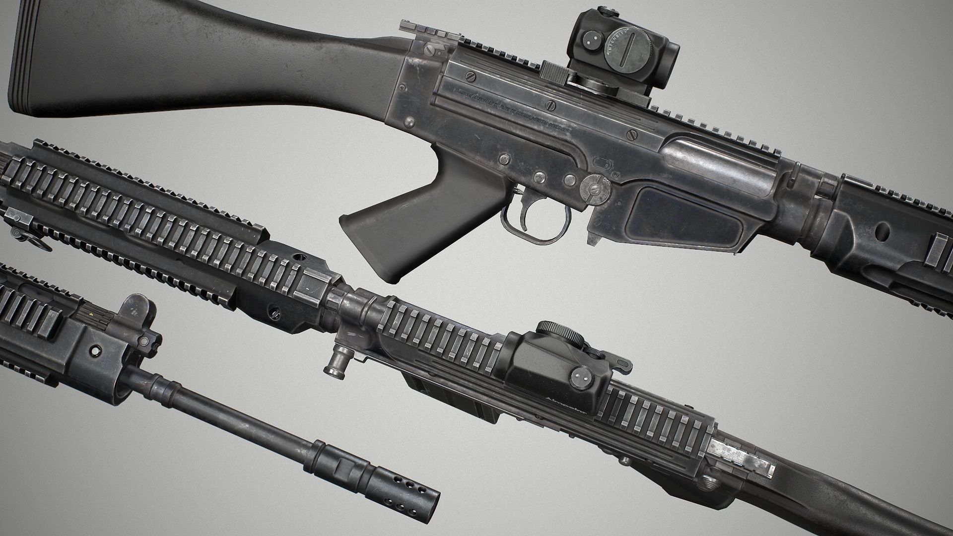 FN FAL Tactical Low-poly 3D model_1