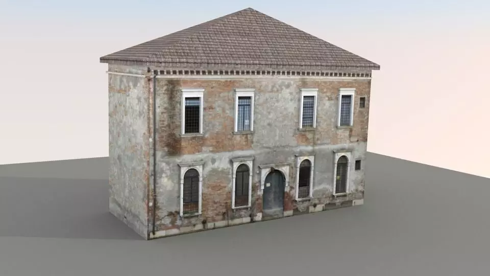 Low Poly Apartment Building Venice 001 3D Model Low-poly 3D model_0