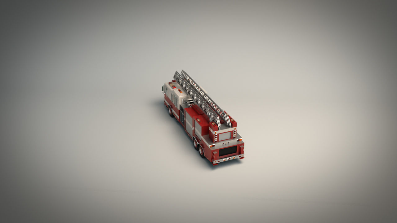Low Poly Fire Truck Low-poly 3D model_4