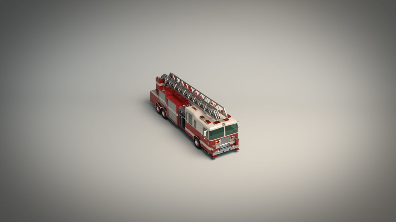 Low Poly Fire Truck Low-poly 3D model_5