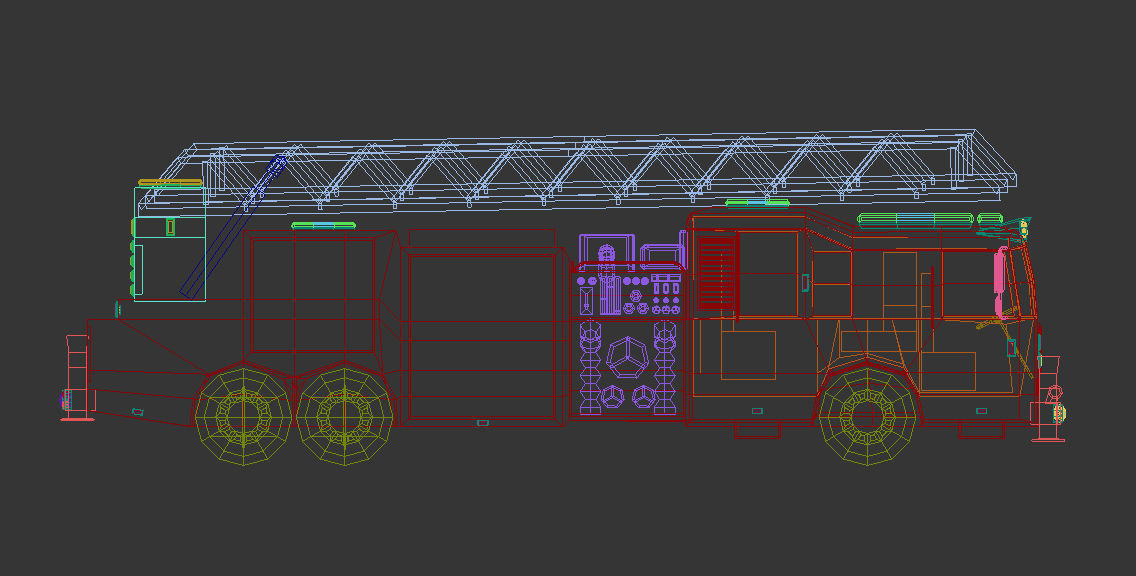 Low Poly Fire Truck Low-poly 3D model_15