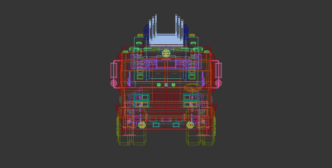 Low Poly Fire Truck Low-poly 3D model_14