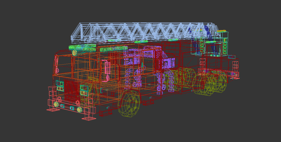 Low Poly Fire Truck Low-poly 3D model_13