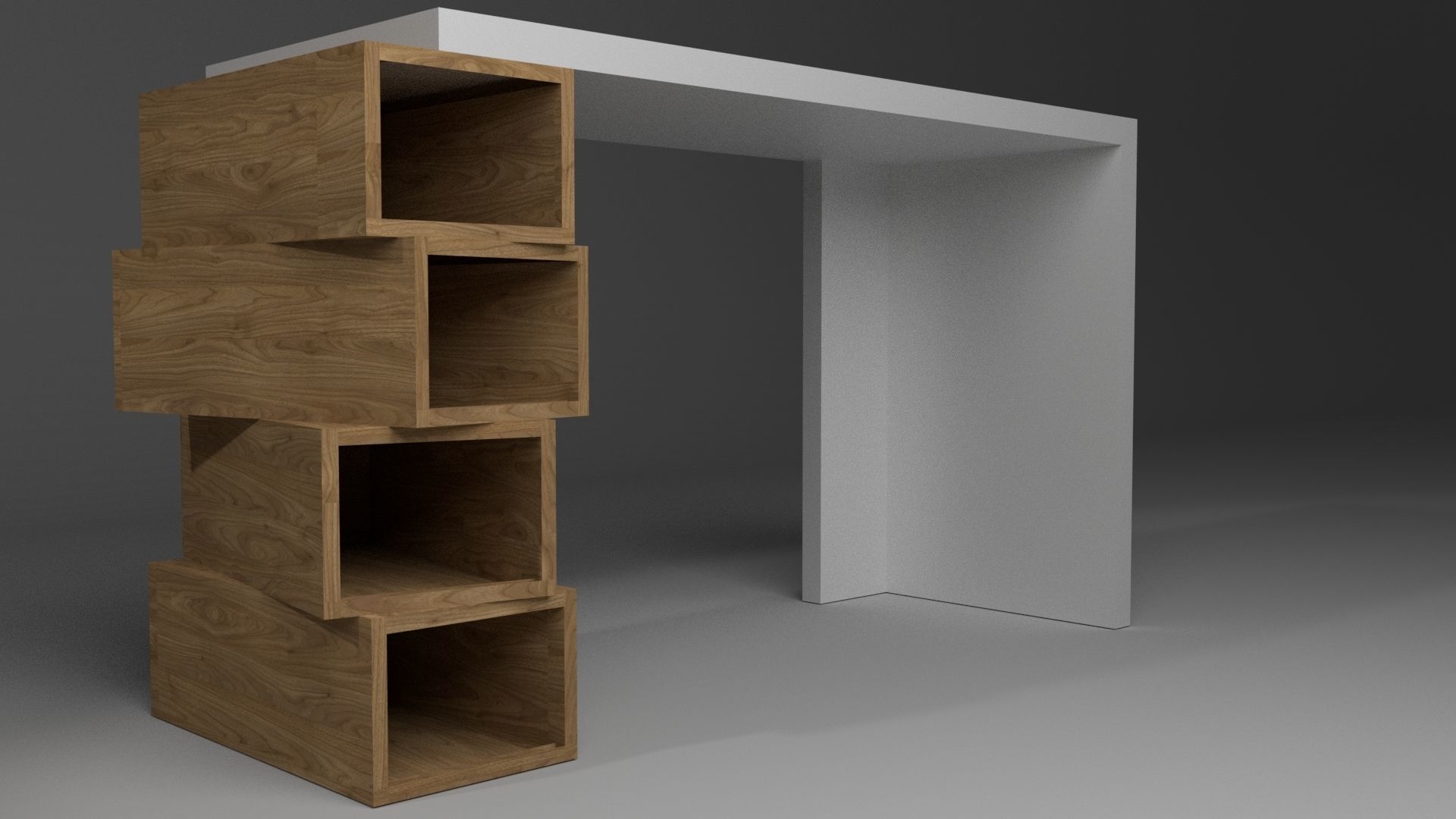 Study Desk Low-poly 3D model_2