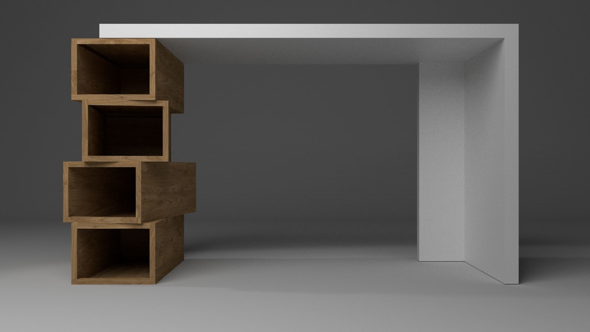 Study Desk Low-poly 3D model_3