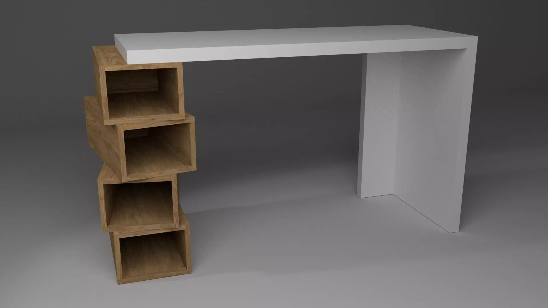 Study Desk Low-poly 3D model_0