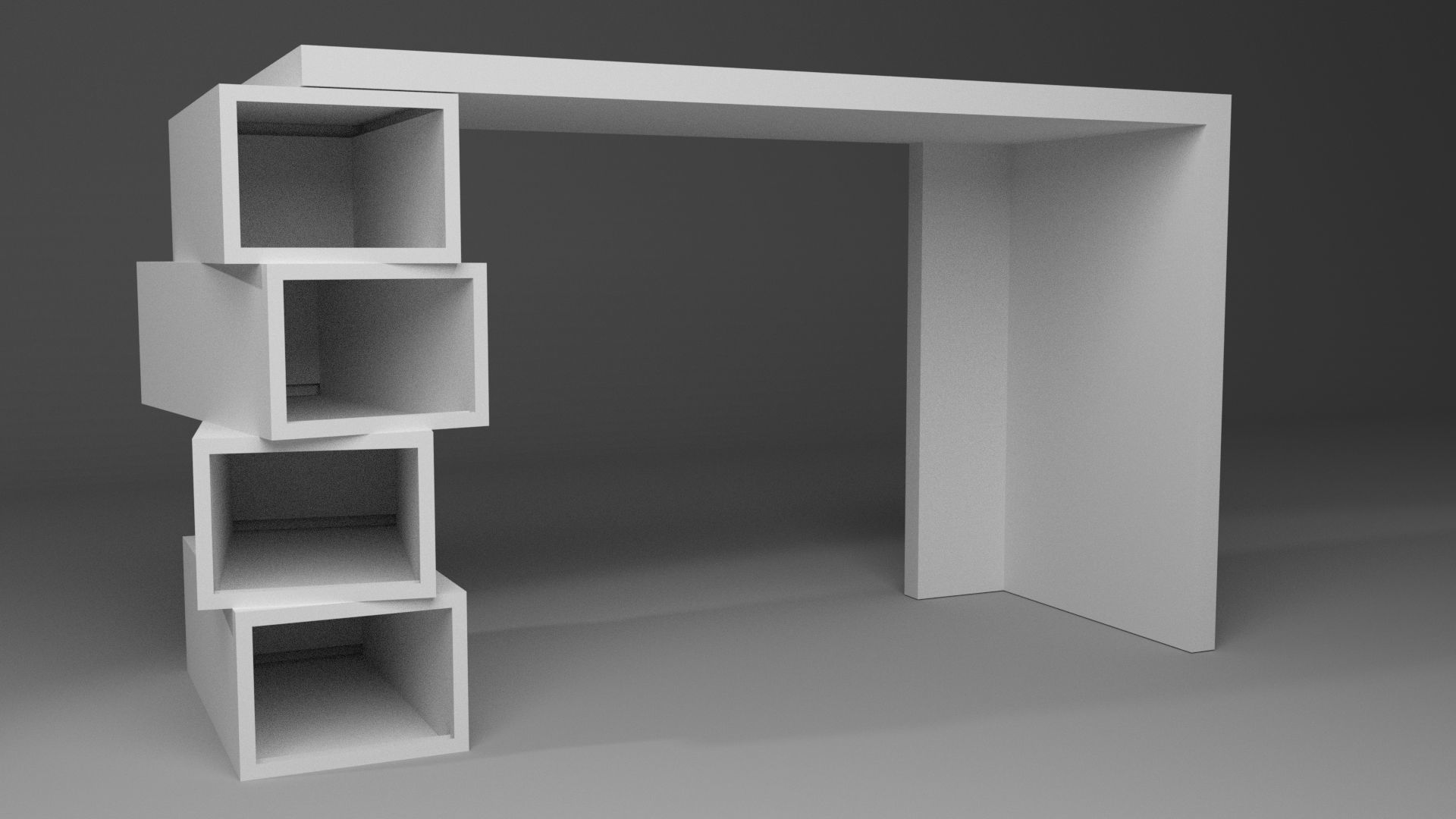 Study Desk Low-poly 3D model_4