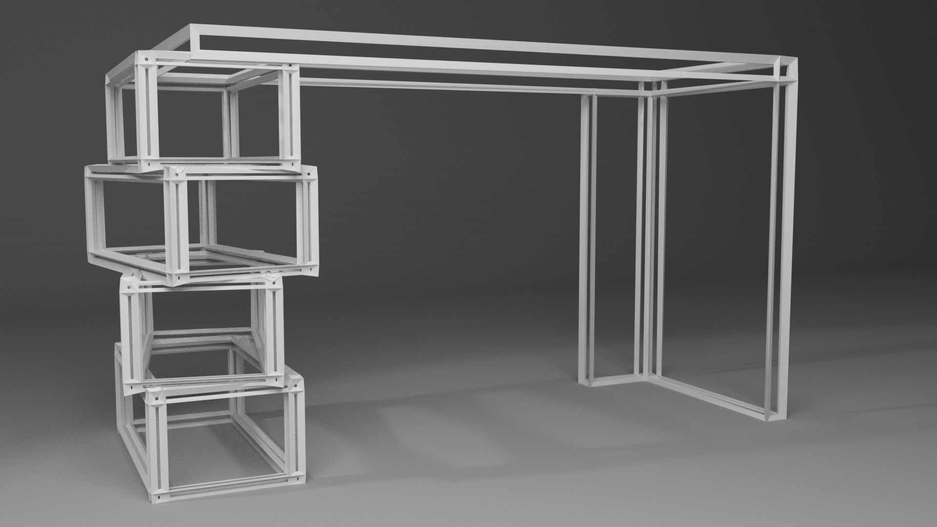 Study Desk Low-poly 3D model_5