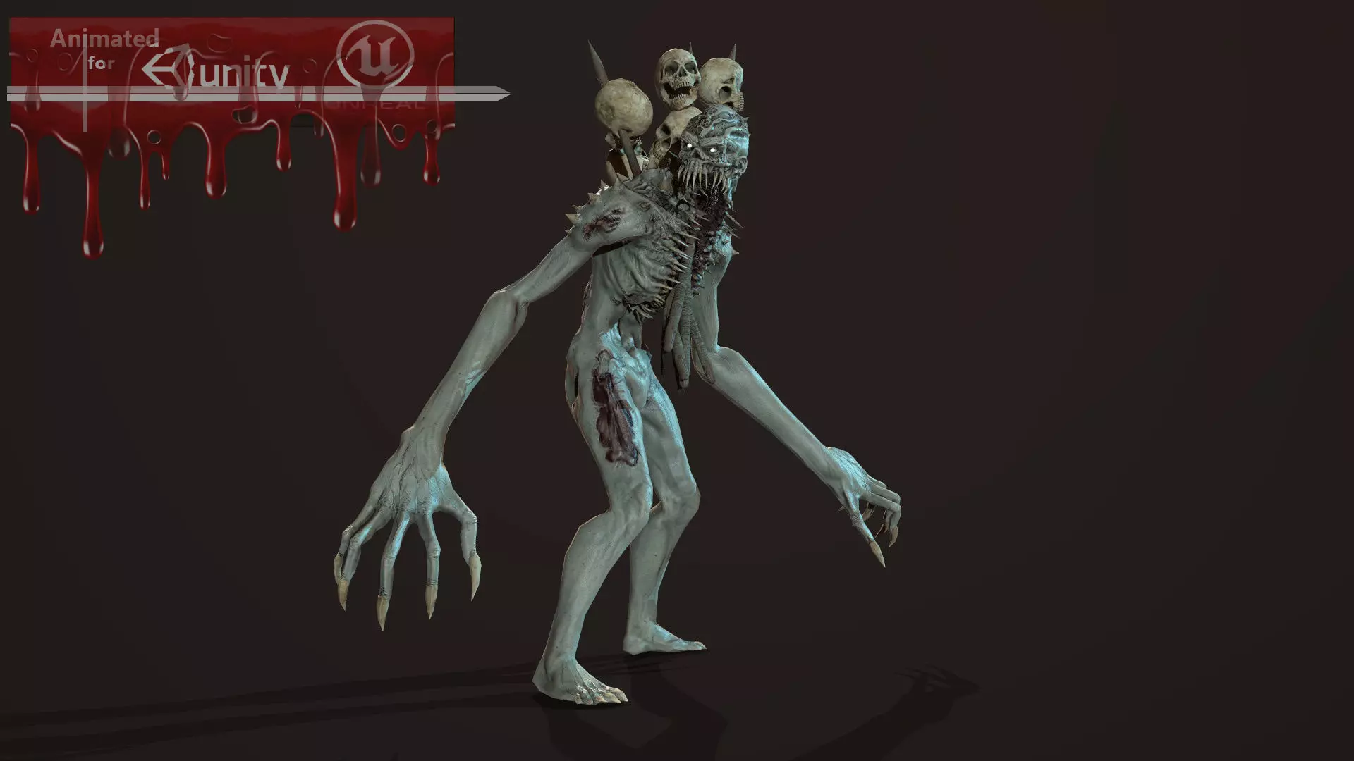 mutant3 humanoid running Low-poly 3D model_0