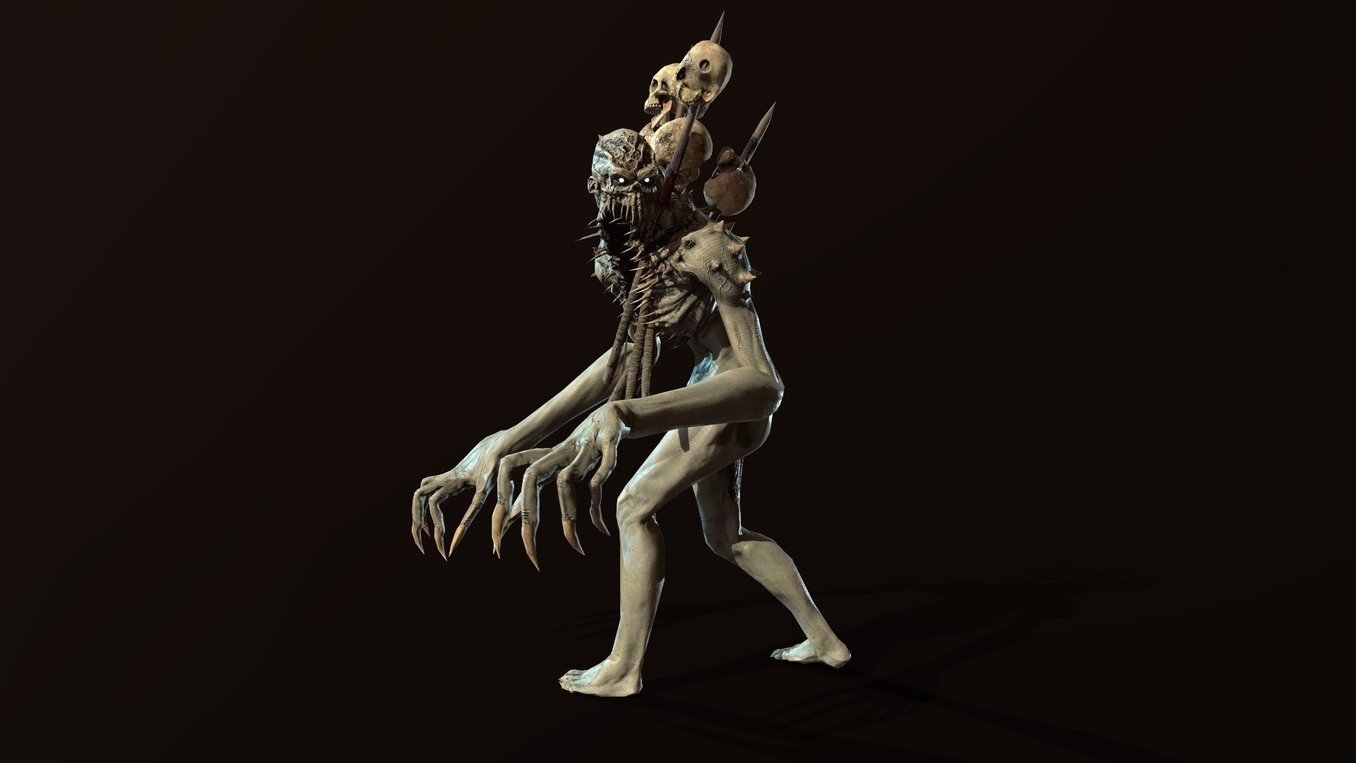 mutant3 humanoid running Low-poly 3D model_3