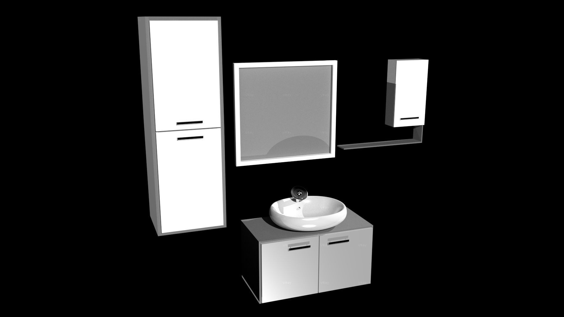 High Poly Washbasin Cabinet  3D model_2