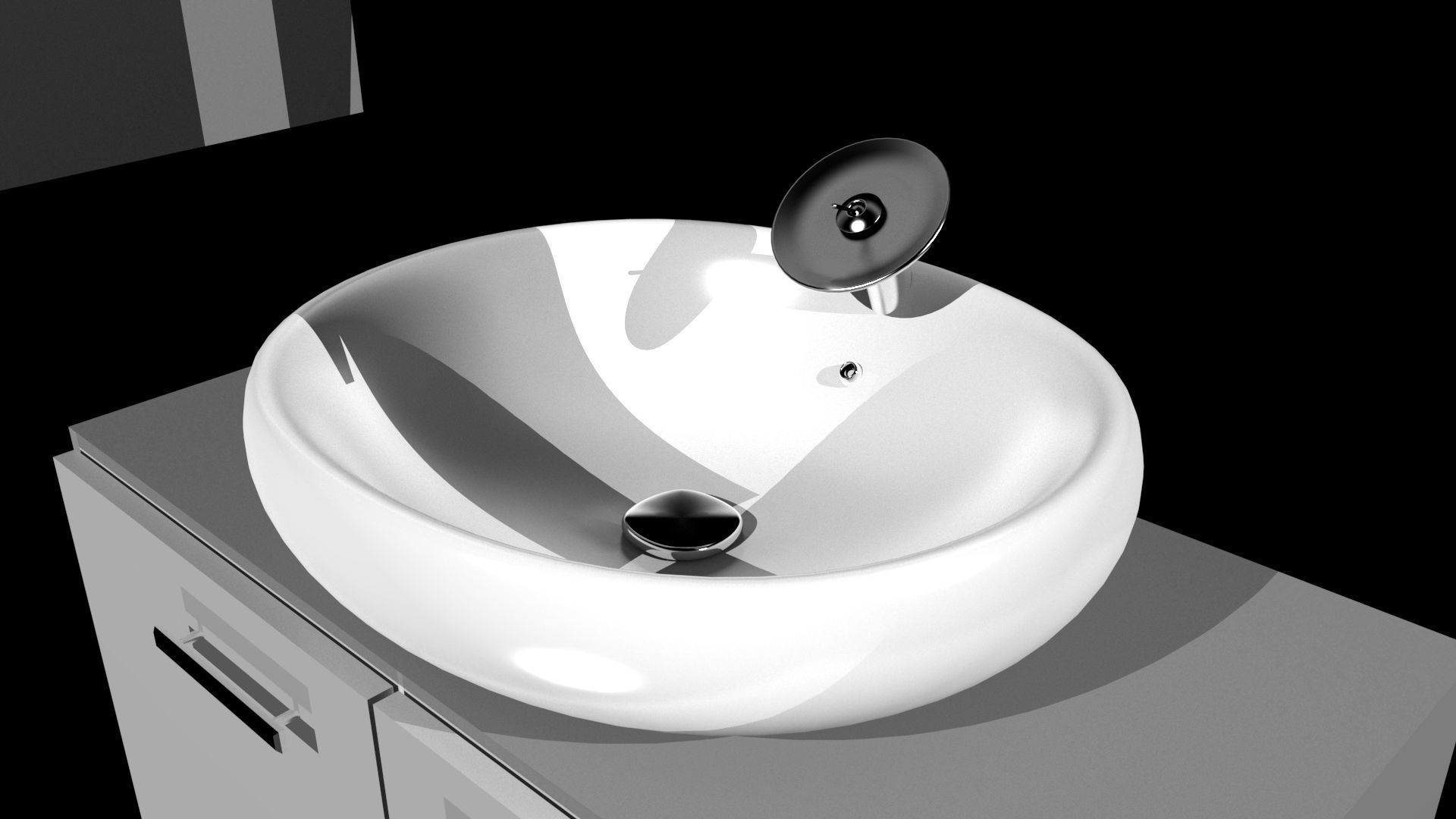 High Poly Washbasin Cabinet  3D model_1